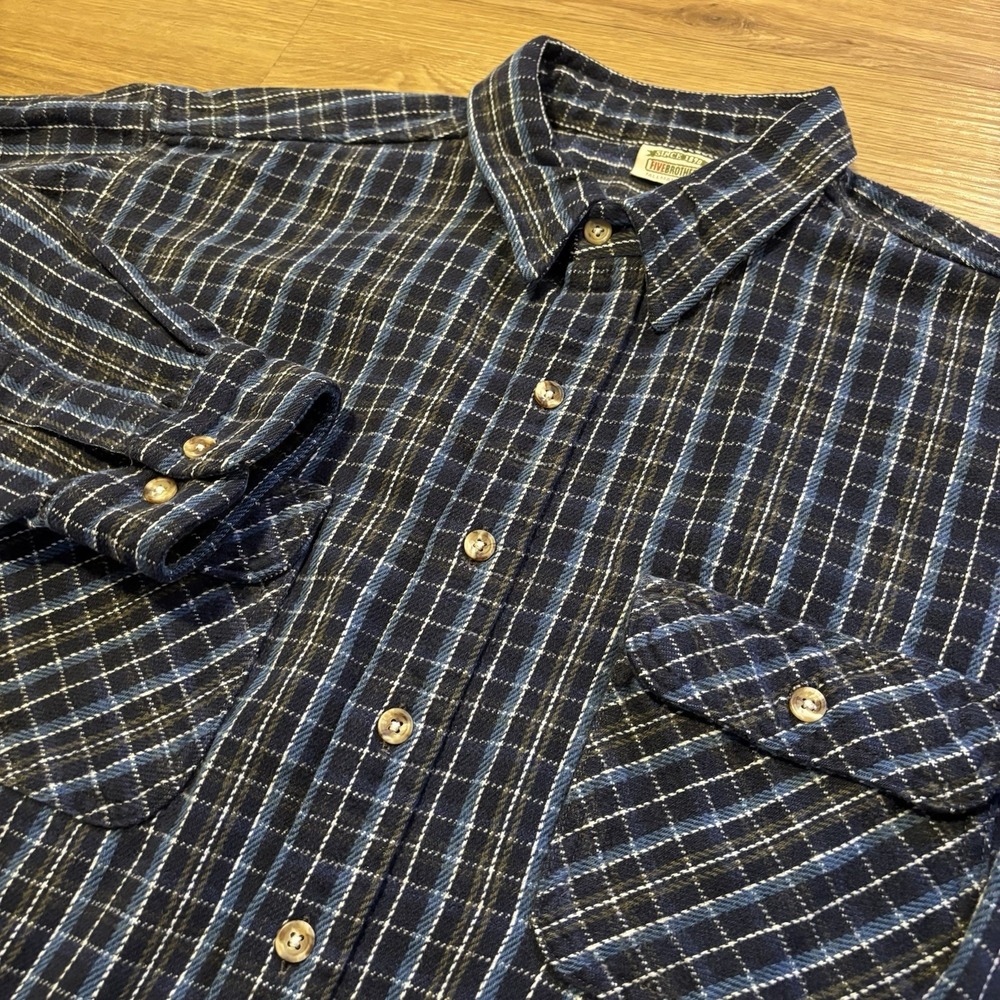 VTG Five Brother Flannel Shirt Men's 2XL Tall Cotton Check Plaid Windowpane USA